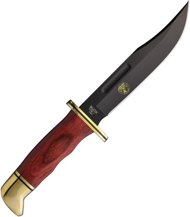 Buck 119 Alaskan Guide 75th Anniversary Fixed Blade Knife - 6" S30V Plain Blade, Brass Guard and Pommel, DymaLux Handle, Leather Sheath