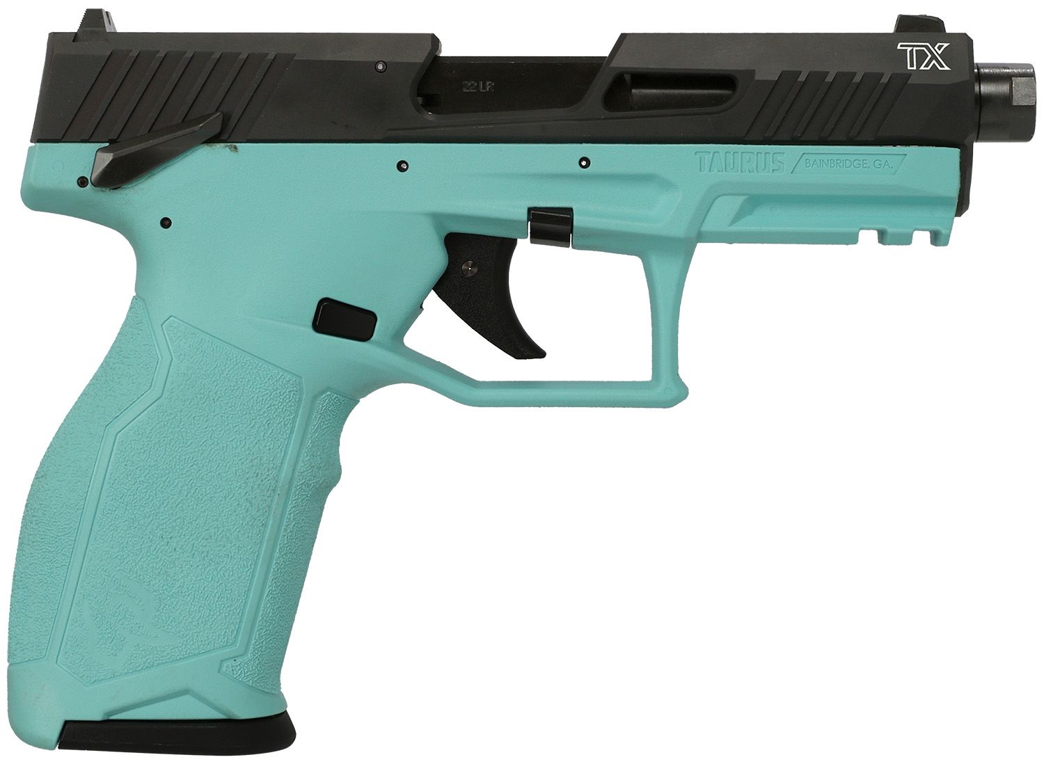 Taurus 2TX Pistol 1-2TX22141C, 22 LR, 4.60in, Textured Grips, Cyan Finish, 16 Rds