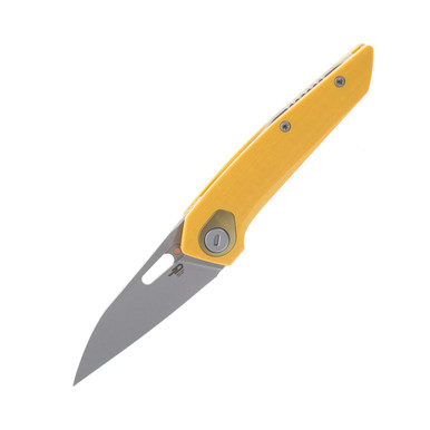 Bestech Knives VK-Void Linerlock Folding Knife - 2.854" CPM-Magnacut Wharncliffe Bead Blasted Blade, Yellow G10 Handles - BG63A