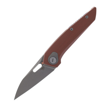 Bestech Knives VK-Void Linerlock Folding Knife - 2.854" CPM-Magnacut Wharncliffe Dark Bead Blasted Blade, Brown G10 Handles - BG63D