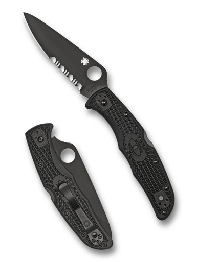 Spyderco Endura 4 Tactical Black ComboEdge Folding Knife - C10PSBBK