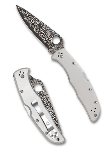 Spyderco Endura 4 Damascus & Titanium Folding Knife - C10TIPD - 3.83" Blade