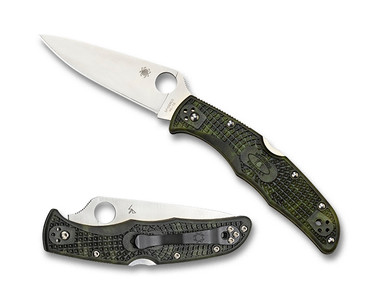 Spyderco Zome Endura 4 Lightweight Green Folder - 3.75" VG10 Satin Plain Blade, Zome Green FRN Handles, Lockback - C10ZFPGR