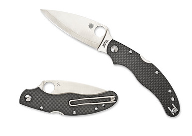 Spyderco Caly 3.5 Folding Knife - 3.5" ZDP-189 Plain Blade, Carbon Fiber Handles, Lockback - C144CFPE
