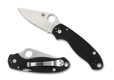 Spyderco Para 3 Folding Knife - 3" S45VN Satin Plain Blade, Black G10 Handles, Compression Lock - C223GP