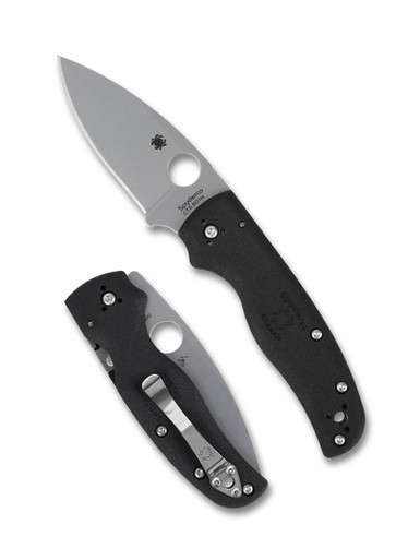 Spyderco Shaman Lightweight Folding Knife - 3.58" CTS-BD1N Stonewashed Plain Blade, Black FRN Handles, Compression Lock - C229PBK