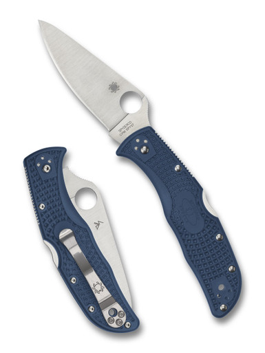 Spyderco Endela Lightweight Folding Knife - 3.41" CPM-SPY27 Satin Plain Blade, Cobalt Blue FRN Handles, Lockback - C243PCBL