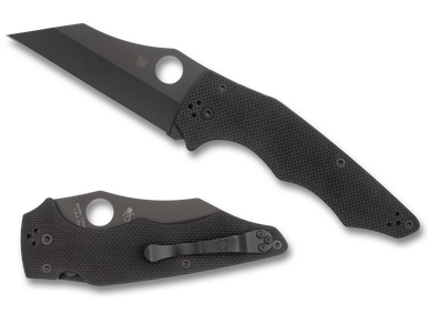 Spyderco YoJumbo Blackout Folding Knife - 3.98" S30V Black DLC Plain Blade, Coarse Black G10 Handles, Compression Lock - C253GPBBK
