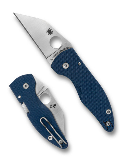 Spyderco MicroJimbo Folding Knife - 2.45" CPM-SPY27 Satin Plain Blade, Cobalt Blue G10 Handles, Compression Lock - C264GPCBL