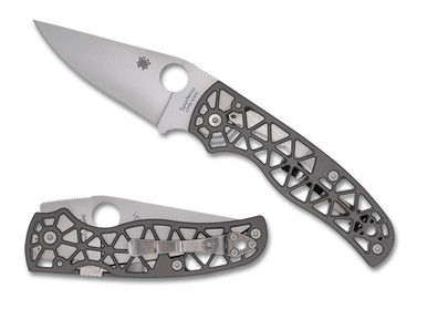 Spyderco Edgerati Compression Lock Folding Knife - 3.57" CPM-S30V Satin Plain Blade, Gray Skeletonized Aluminum Handles - C266ALP