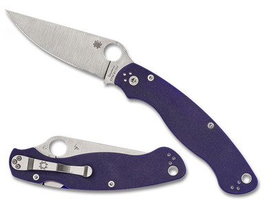 Spyderco Military 2 Compression Lock Folding Knife - 4" CPM-S110V Satin Plain Blade, Dark Blue G10 Handles - C36GPDBL2