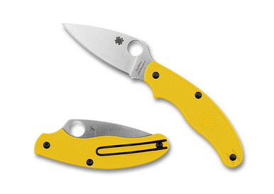 Spyderco UK Penknife Salt Folding Knife - 2.93" CPM-MagnaCut Leaf Shaped Plain Blade, Yellow FRN Handles, Slipjoint - C94PYL