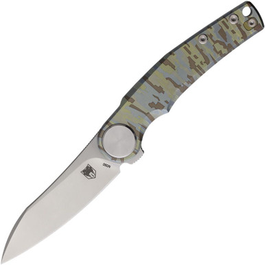 CobraTec Knives Rogue Framelock Dig Camo - 3.125" M390 Clip Point Blade, Custom Digital Camo Pattern Titanium Handle