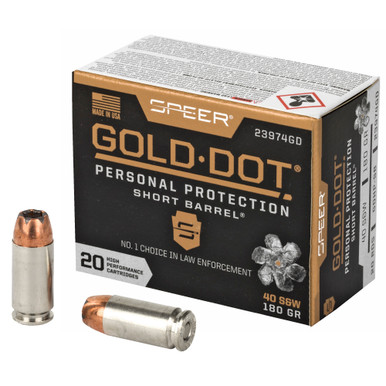 Speer Gold Dot Personal Protection 40S&W 180 Grain Hollow Point Short Barrel - 20 Round Box