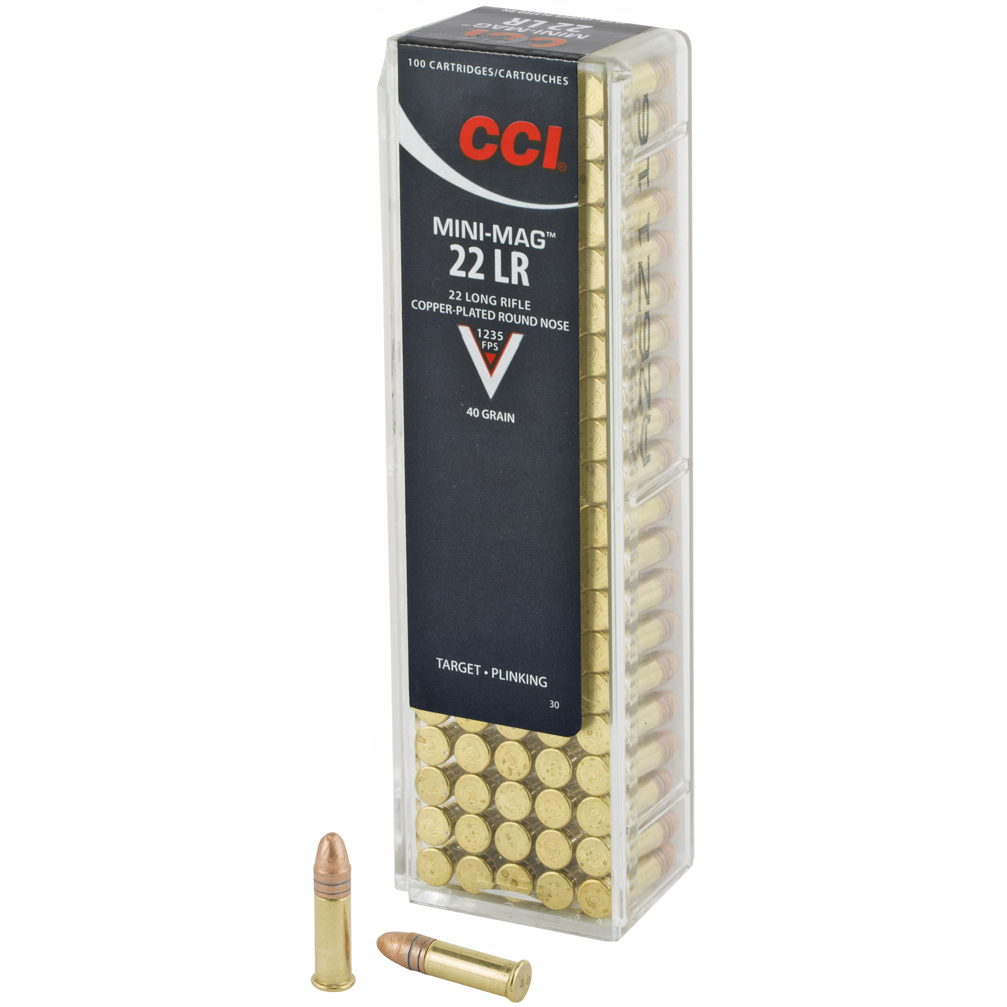 CCI Mini-Mag 22 LR Ammo 40 grain Copper Plated Round Nose Box of 100 Rounds 0030