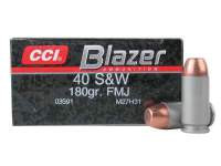 CCI 40 S&W Ammunition Blazer 3591 180 gr FMJ 50 rounds