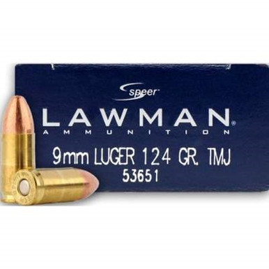 CCI 9mm Ammunition Speer Lawman CCI53651 124 Grain Total Metal Jacket 50 rounds