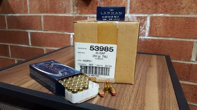 Speer 45 GAP Cleanfire Lawman CCI53985 200 Grain TMJ FN 50 rounds
