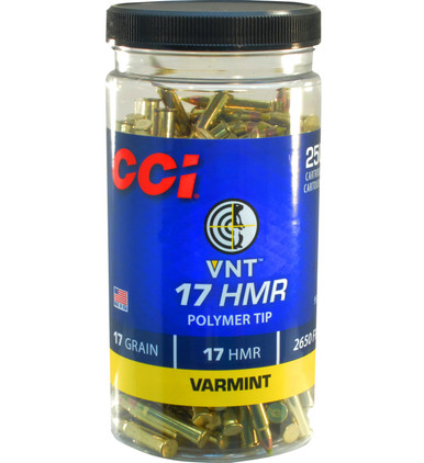 CCI 17 HMR Ammunition CCI958CC 17 Grain VNT Polymer Tip Bottle 250 Rounds