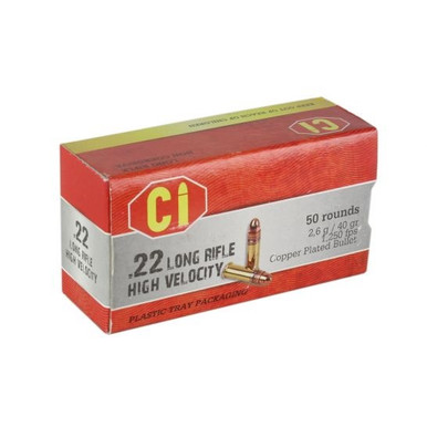 Cascade International High Velocity 22 LR Ammunition CI22LRHV40 40 Grain Copper Plated Round Nose 50 Rounds