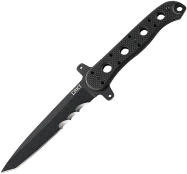 CRKT Kit Carson M16-13FX Fixed Blade Knife - 4.636" SK-5 Tanto Combo Blade with Veff Serrations, Black G10 Handles, GRN Sheath