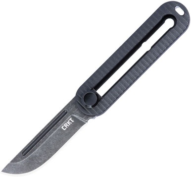 CRKT 4800 KatanaX Manual OTF Slide Lock Knife - 2.01" D2 Black Stonewashed Blade, Black Grivory Handles
