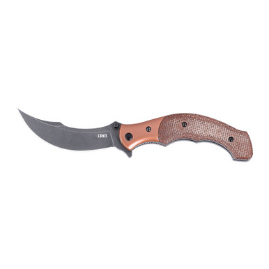 CRKT 7465 Ritual Compact Assisted Flipper Knife - 3.33" 12C27 Black Stonewashed Persian Blade, Brown Burlap Micarta Handles with Stainless Steel Bolsters, Liner Lock