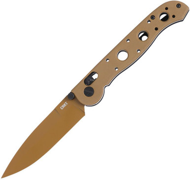 CRKT M16-03XD Carson Crossbar Lock Folding Knife - 3.57" D2 Desert Tan Spear Point Blade, Desert Tan Grivory Handles