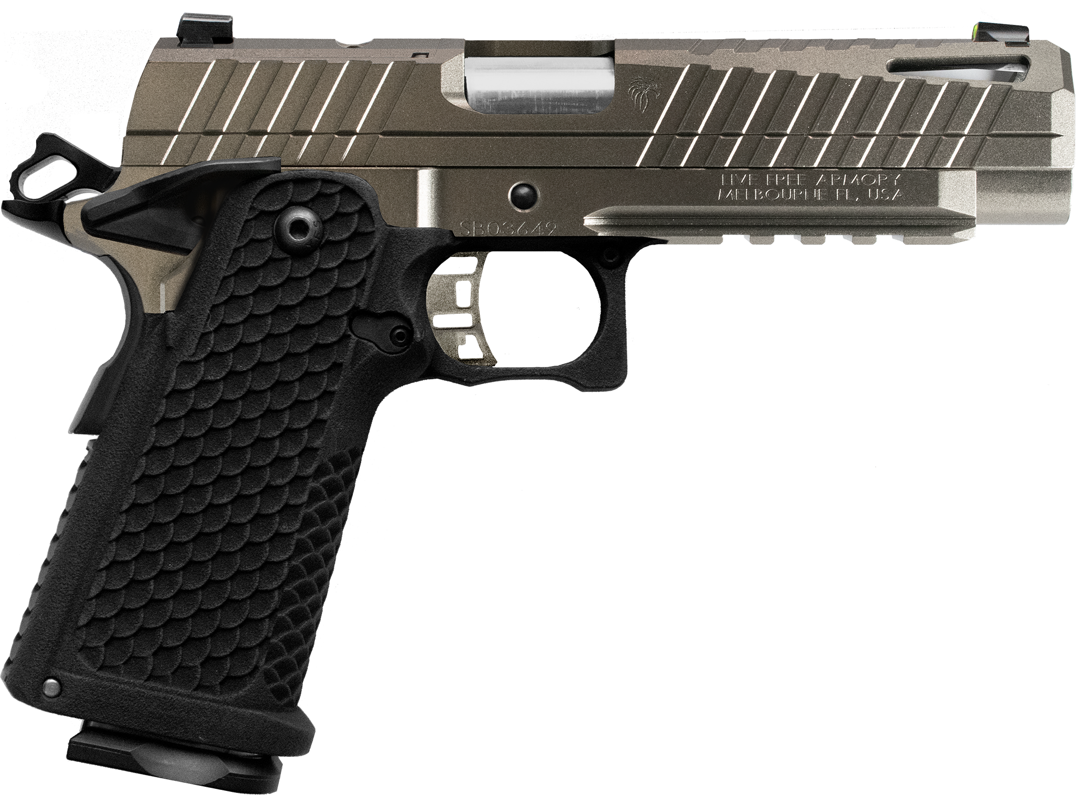 LIVE FREE ARMORY Apollo 11 Compact Optic Ready Pistol LFAPC01305PS, 9mm Luger, 4.15in, Textured, Elite Platinum Cerakote Finish, 17 Rds