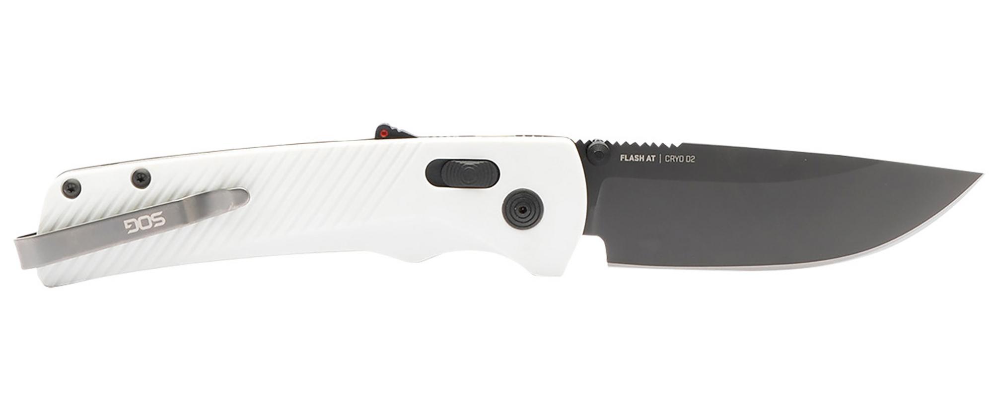 SOG Flash AT Straight Back EDC Knife w/Concrete Gray Textured Handle (SOG11181041)
