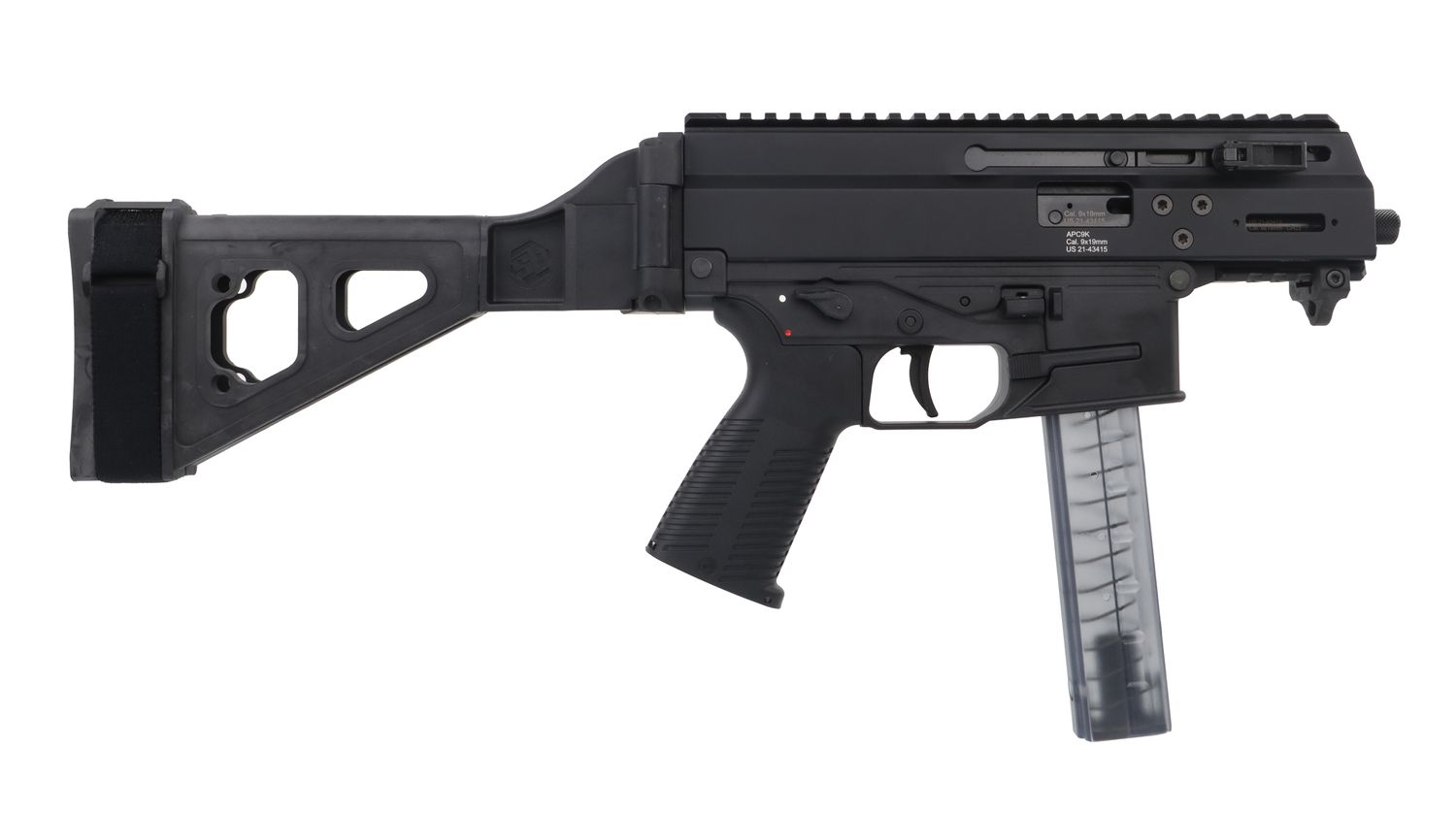 B&T APC9K Pro Semi-Auto Pistol BT-36045-WB, 9mm, 5.5 in, Black Finish, 30 Rds