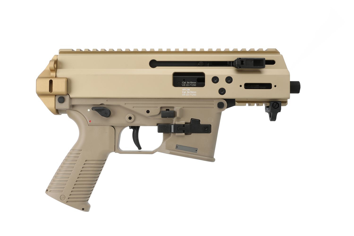 B&T APC9K Pro Semi-Auto Pistol BT-36045-G-CT, 9mm, 4.3 in, Coyote Tan Finish, 33 Rds