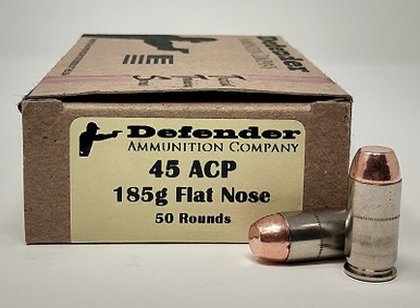 Defender 45 ACP *Remanufactured* Ammunition DEF45185FNR 185 Grain Flat Nose 50 Rounds