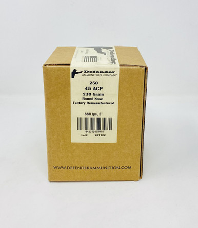 Defender 45 Auto *REMAN* Ammunition DEF45ACP250 230 Grain Full Metal Jacket Round Nose 250 Rounds