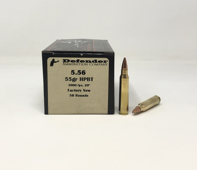 Defender 5.56x45mm NATO Ammunition DEF55655HP 55 Grain Hollow Point Boat Tail 50 Rounds