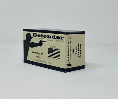 Defender 9mm Luger Ammunition DEF9MM124 124 Grain Full Metal Jacket REMAN 50 Rounds