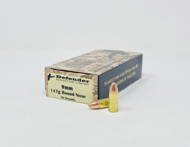 Defender 9mm Luger Ammunition DEF9MM147N 147 Grain Full Metal Jacket 50 Rounds