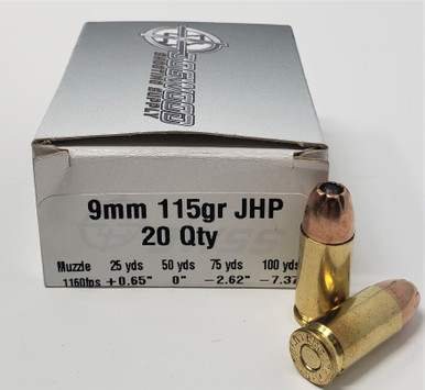 Dogwood Shooting Supply 9mm Ammunition DW9003A 115 Grain Jacketed Hollow Point 20 Rounds