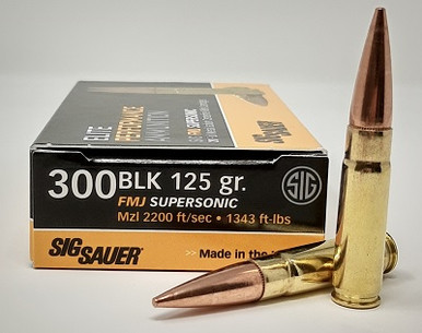 Sig Sauer 300 Blackout Ammunition E300B120 125 Grain Full Metal Jacket Supersonic 20 Rounds