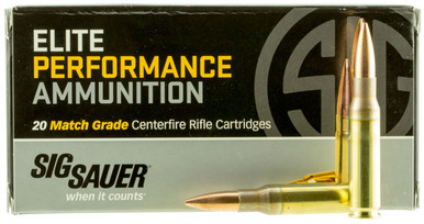 Sig Sauer 308 Win Ammunition Elite Match E308M120 168 Grain Open Tip Match 20 Rounds