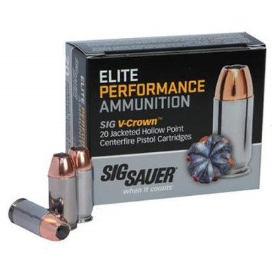 Sig Sauer 38 Special +P Ammunition V-Crown E38SP1-20 125 Grain Jacketed Hollow Point 20 rounds