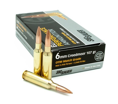 Sig Sauer 6mm Creedmoor Ammunition E6MMCM2 107 Grain OTM Match 20 Rounds