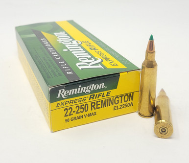 Remington 22-250 EtronX Varmint Electric-Primed Ammunition 50 Grain V-Max EL2250A 20 Rounds