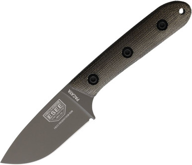 ESEE Knives Pacaya Fixed Blade Knife - 3" CPM-3V Olive Cerakote Drop Point Blade, Olive Canvas Micarta Handles, Kydex Sheath with Clip Plate