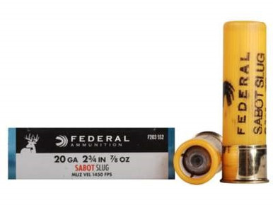 Federal 20 Gauge Ammunition F203SS2 2-3/4" 7/8 oz Sabot Slug 1450fps 5 rounds