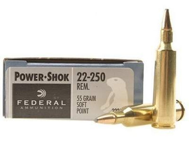 Federal 22-250 Rem Ammunition Power-Shok 22250A 55 Grain Jacketed Soft Point Case of 200 Rounds