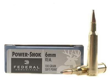 Federal 6mm Rem Ammunition Power-Shok 6B 100 Grain Soft Point 20 Rounds