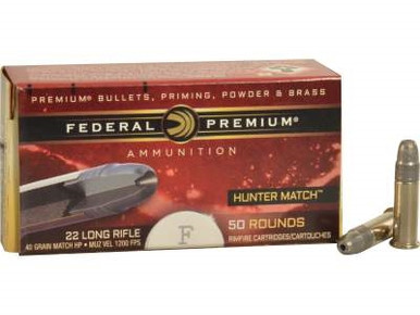 Federal 22LR Ammunition Hunter Match F720 40 Grain Hollow Point 50 rounds