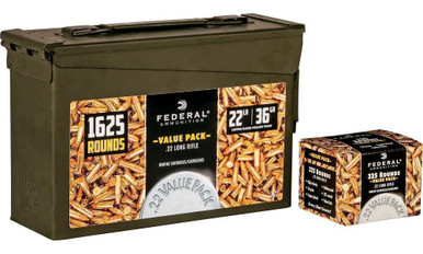 Federal 22 Long Rifle Ammunition F725AC1 36 Grain Hollow Point CAN 1625 Rounds