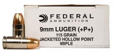 Federal 9mm +P+ F9BPLE 115 gr JHP 50 rounds